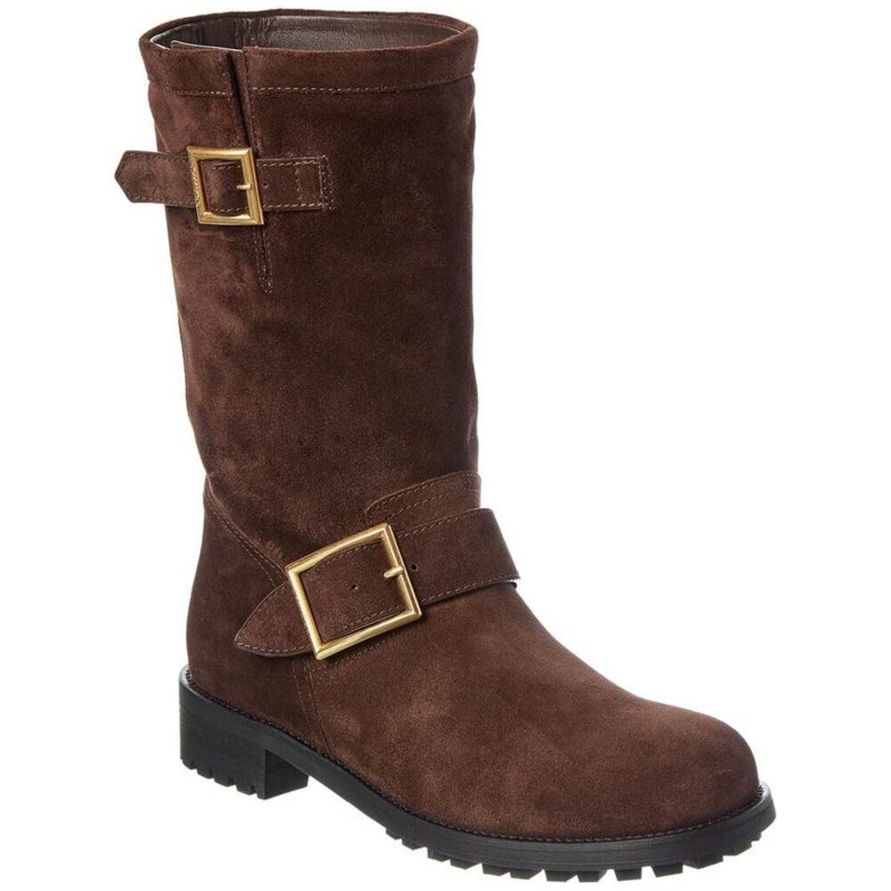 Jimmy Choo Biker Mid Suede Boot, Brown